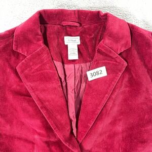 LL Bean Blazer Women 16 Red Corduroy Button Front Jacket 0YRB1